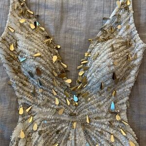 Sequin Embellished Dress with Gold Accents